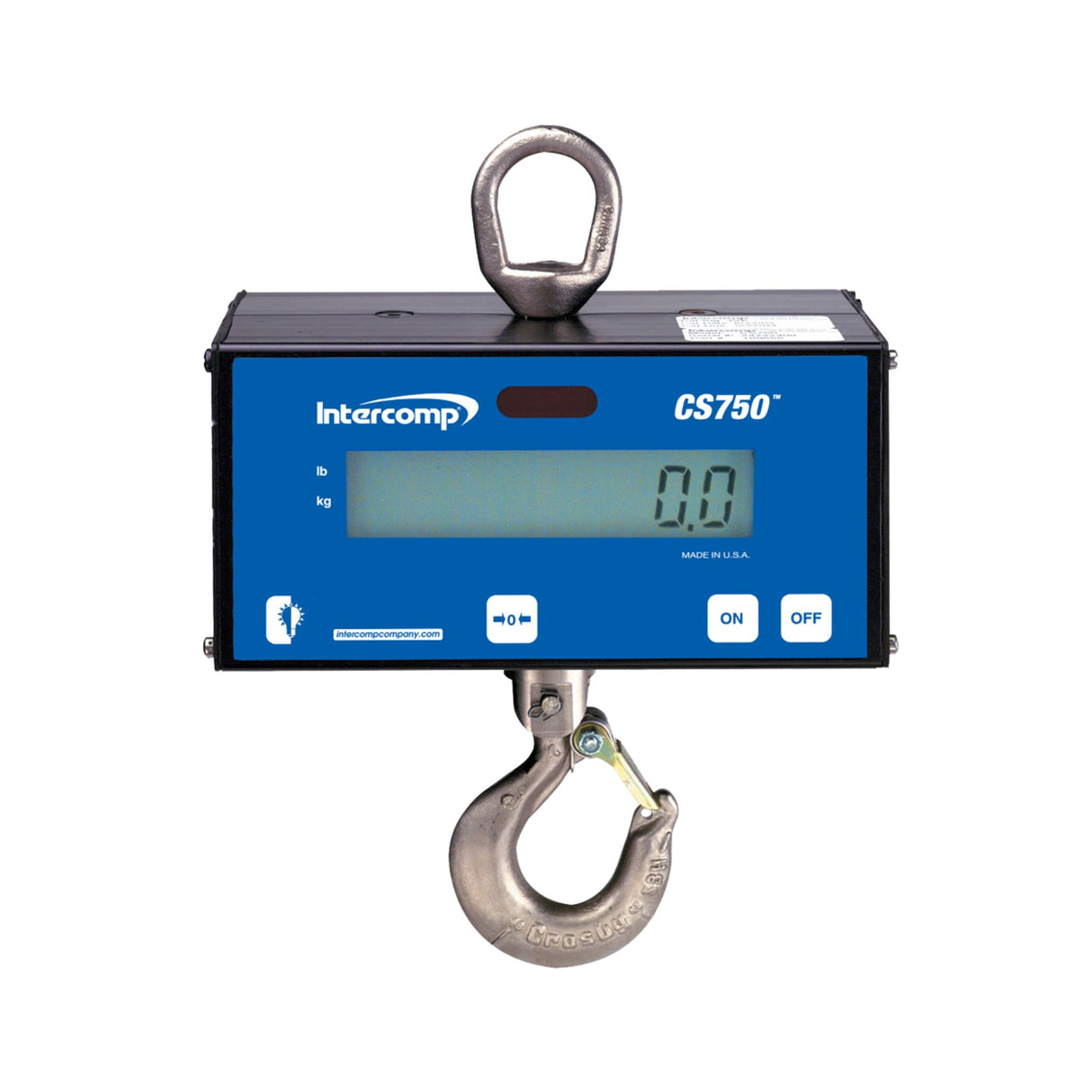 CS750 Intercomp digital crane scale with display panel and load hook
