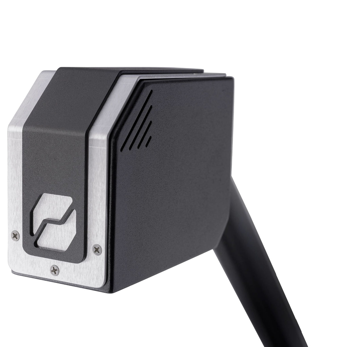 Cubiscan 75 Pro dimensioning sensor head in black and silver on a white background, used for automated cubing and weighing systems.
