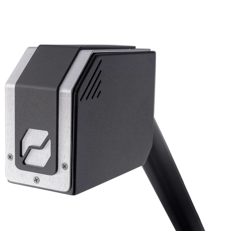 Cubiscan 75 Pro dimensioning sensor head in black and silver on a white background, used for automated cubing and weighing systems.