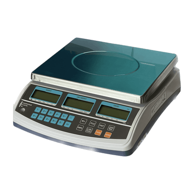 ISI-45 digital counting scale with stainless steel platform and backlit LCD displays, ideal for precise inventory and piece counting in industrial settings.